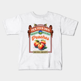 Farmers Market Gardening Homestead Pick Your Own Peaches Kids T-Shirt